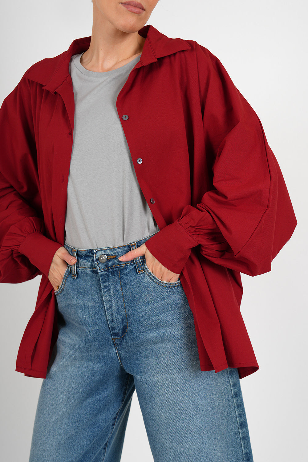 Cerena Poplin Blouse - red