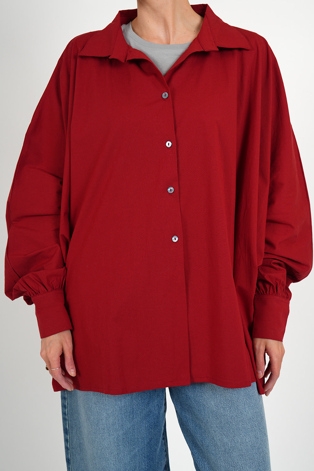 Cerena Poplin Blouse - red