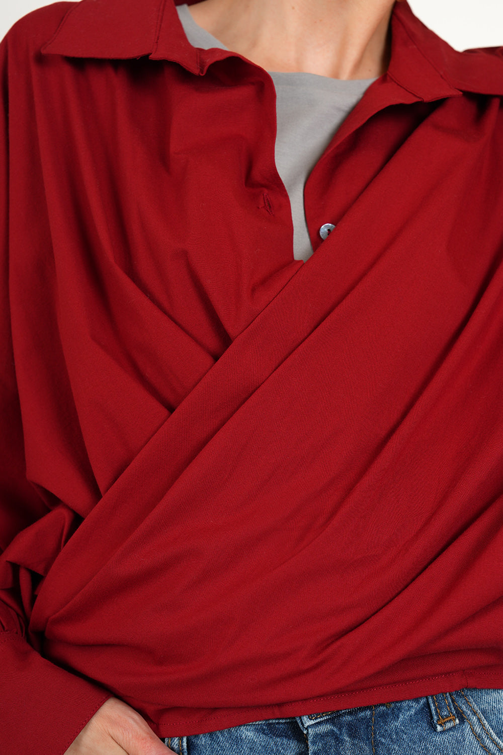 Cerena Poplin Blouse - red