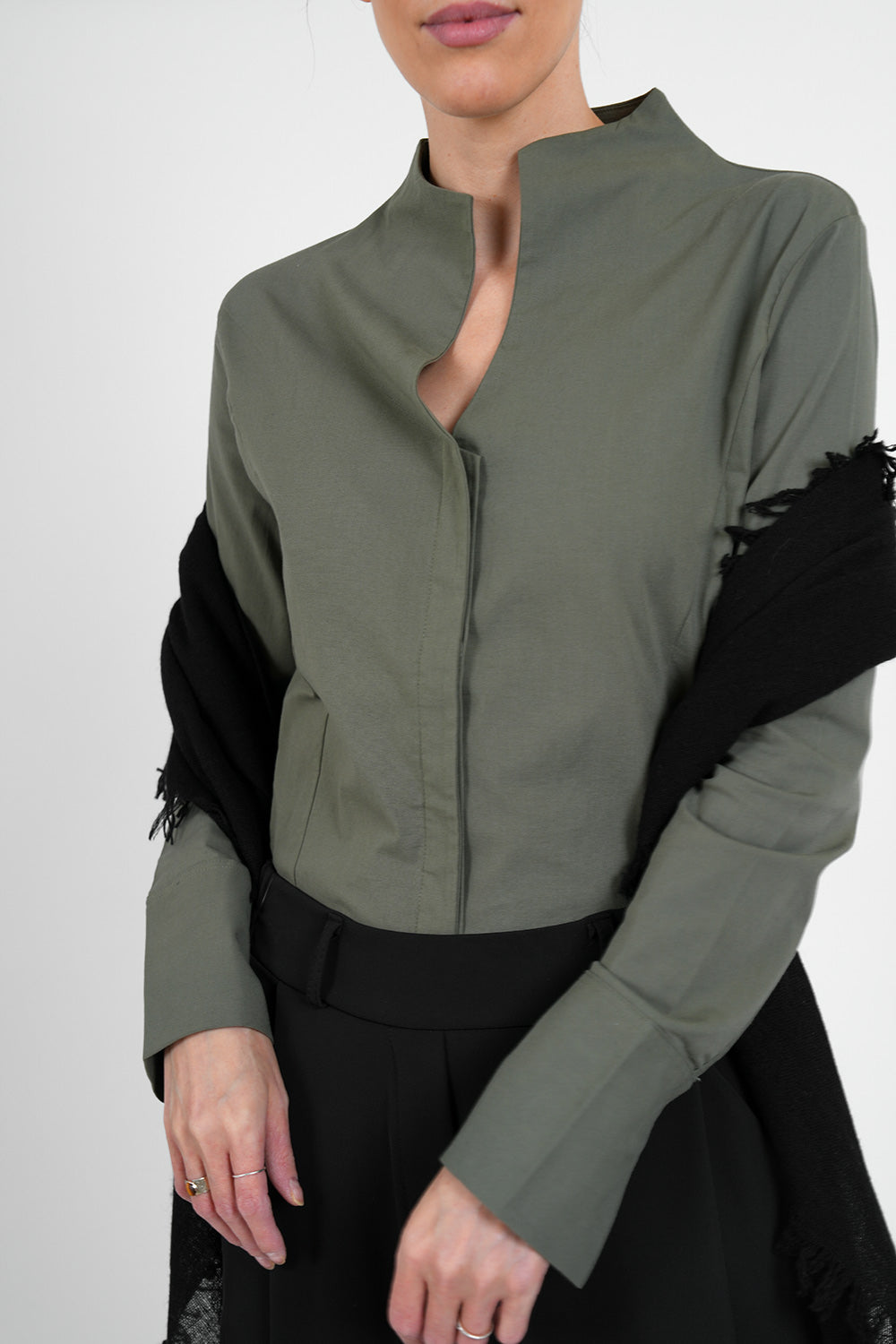 Cilla Poplin Blouse - khaki
