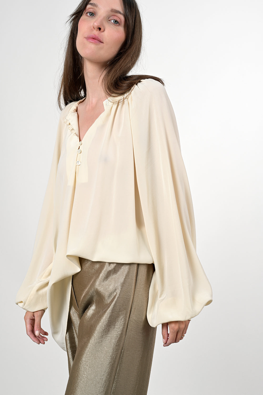 Calana Silk Blouse  - oat