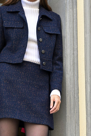 Gofia Wool Skirt - navy brown