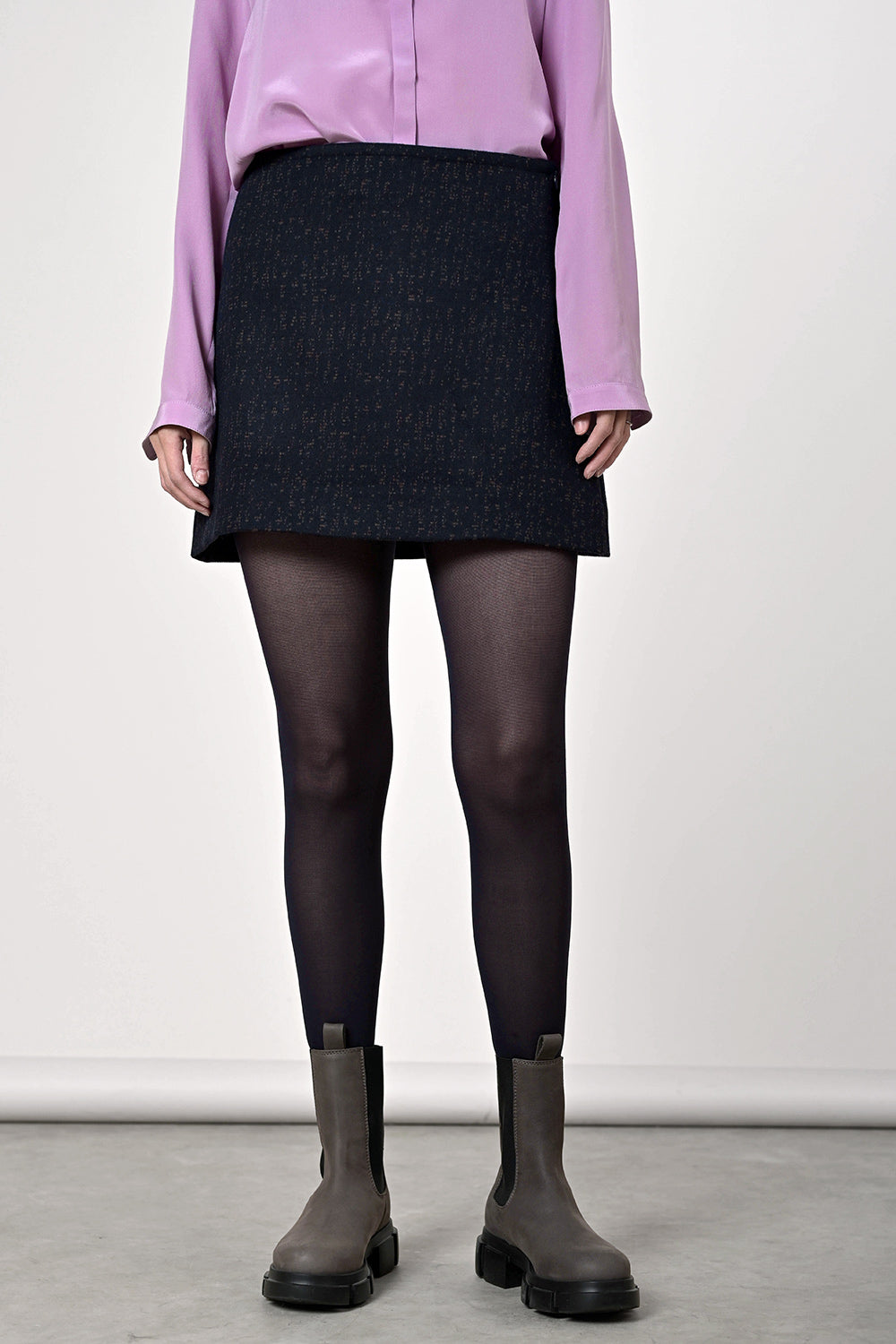 Gofia Wool Skirt - navy brown